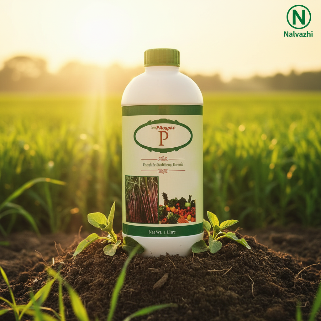 Nalvazhi Green Phospho Phosphate Solubilizing Bacteria 1 Litre bottle in farm field
