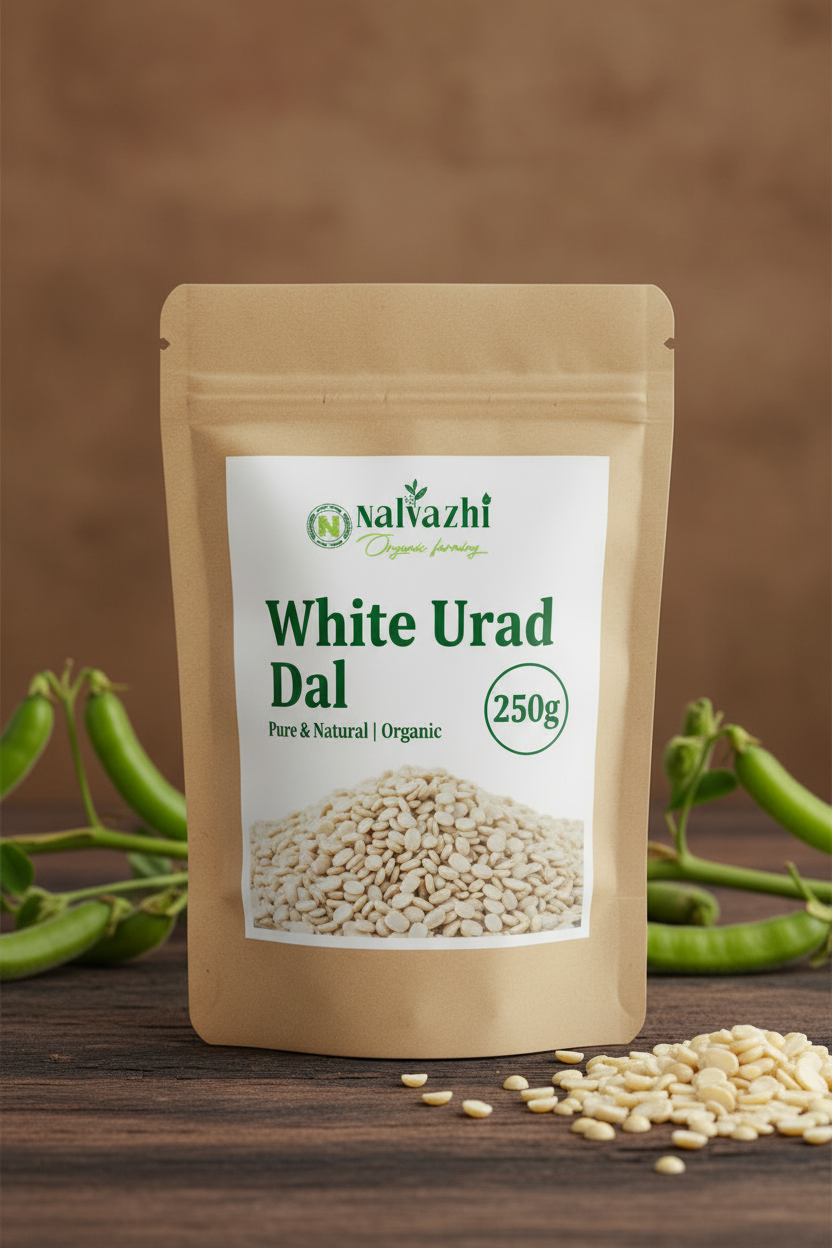 White Urad Dal 250g Packet - Nalvazhi Organic