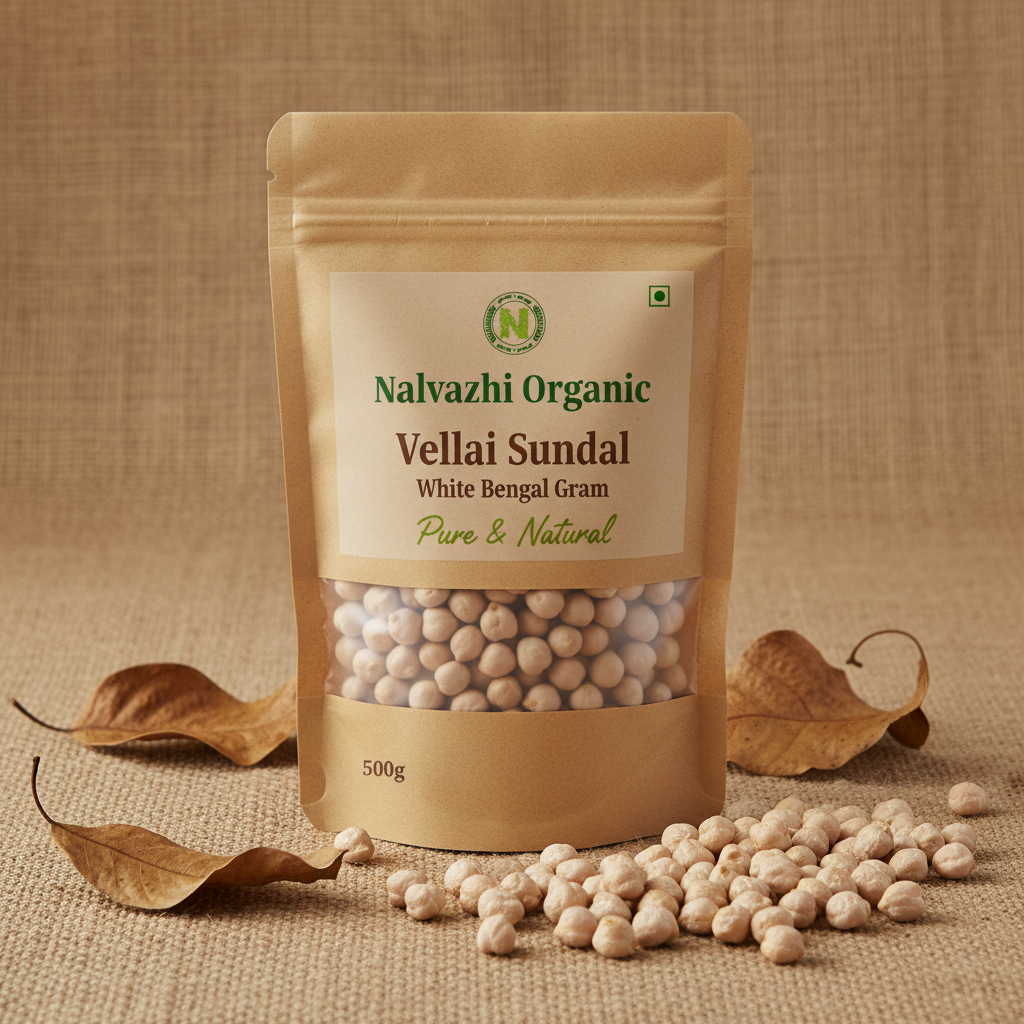 Nalvazhi Organic White Bengal Gram 500g packet