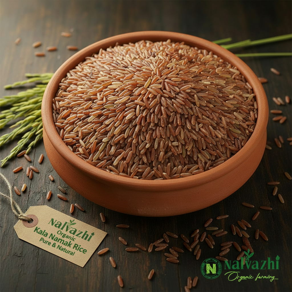 Kala Namak Rice in clay bowl - Nalvazhi Organic