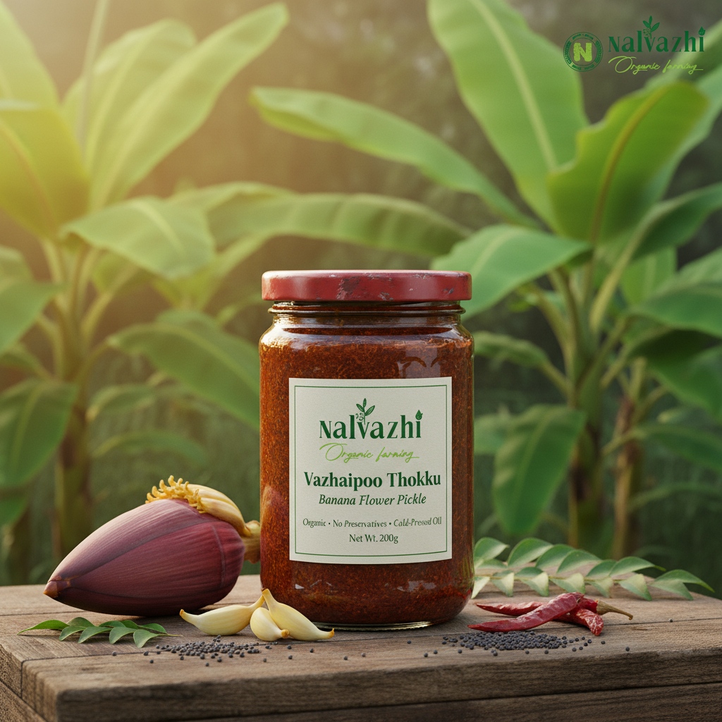 Vazhaipoo Thokku - Organic Banana Flower Pickle