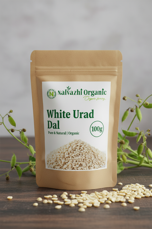 White Urad Dal 100g Packet - Nalvazhi Organic