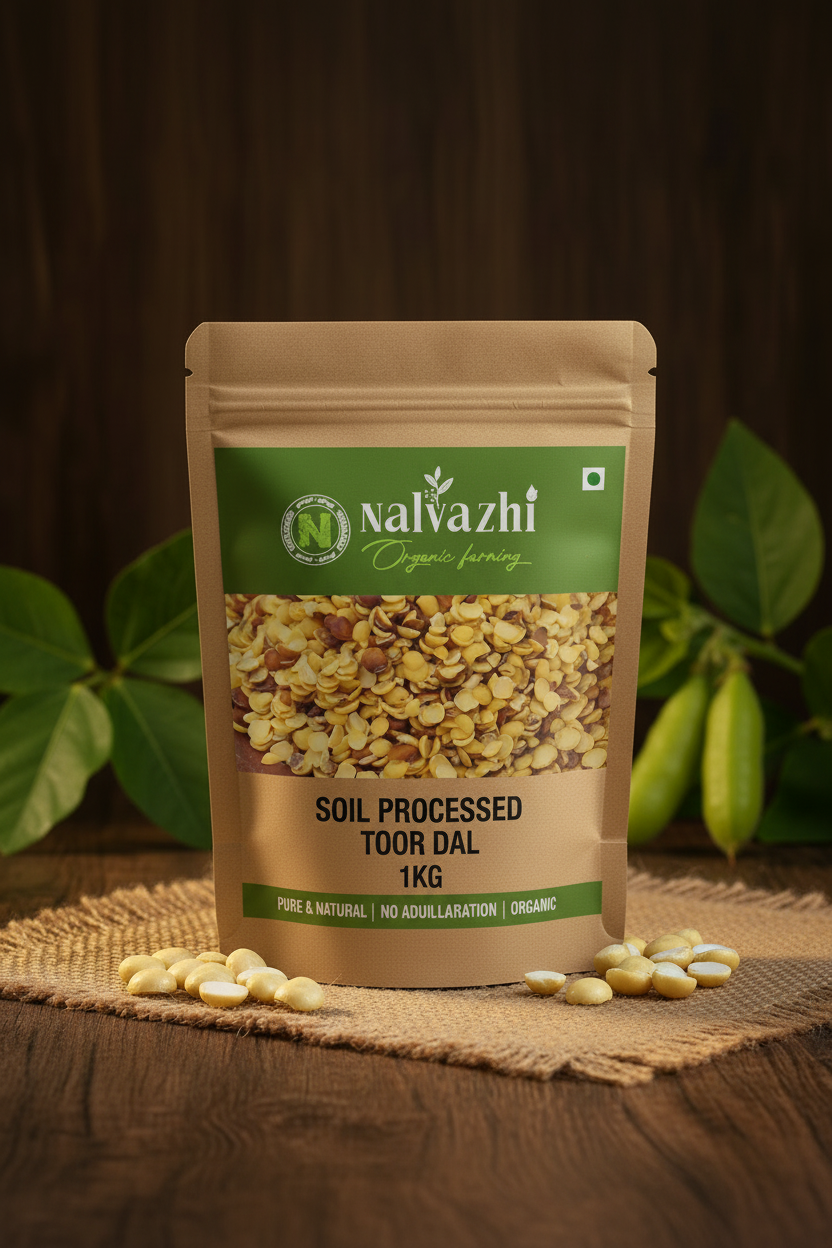 Soil Processed Toor Dal 1kg Packet - Nalvazhi Organic