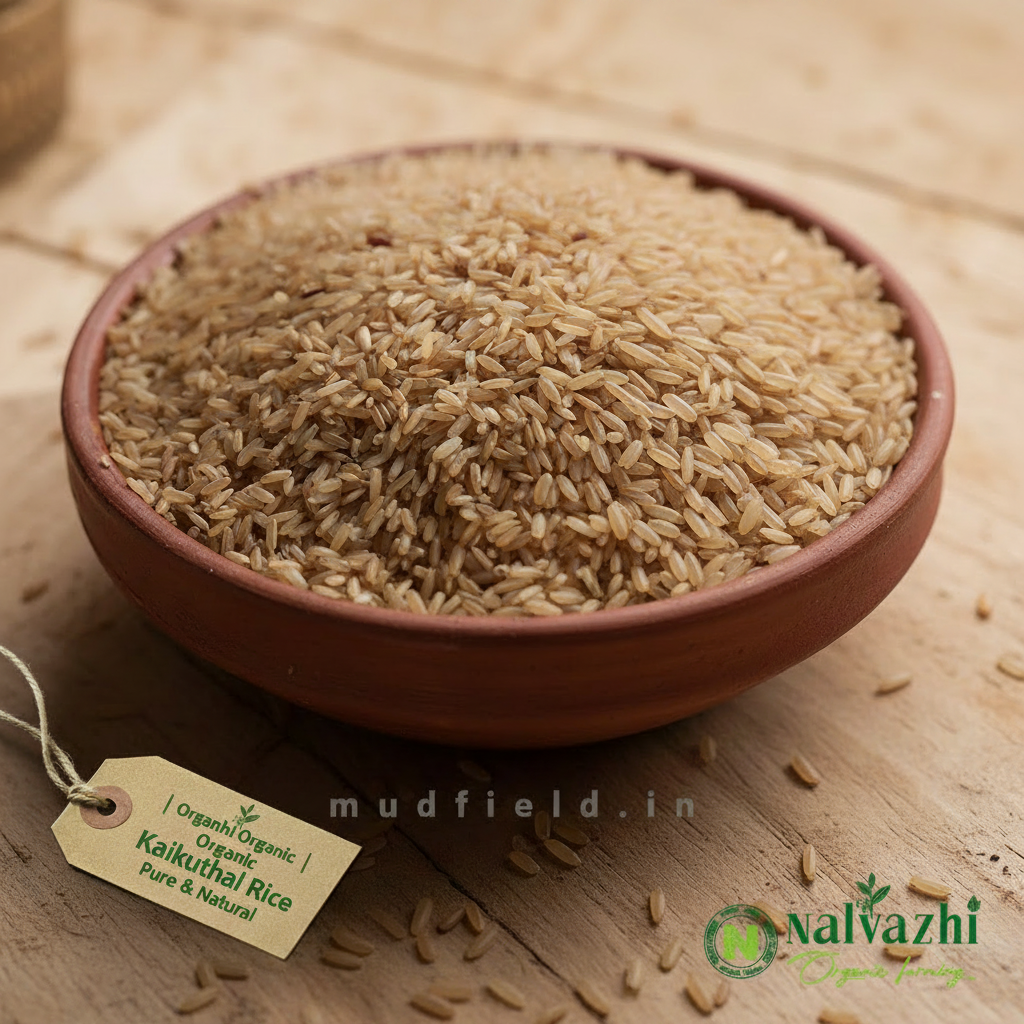 Thooyamalli Kaikuthal Rice in clay bowl - Nalvazhi Organic