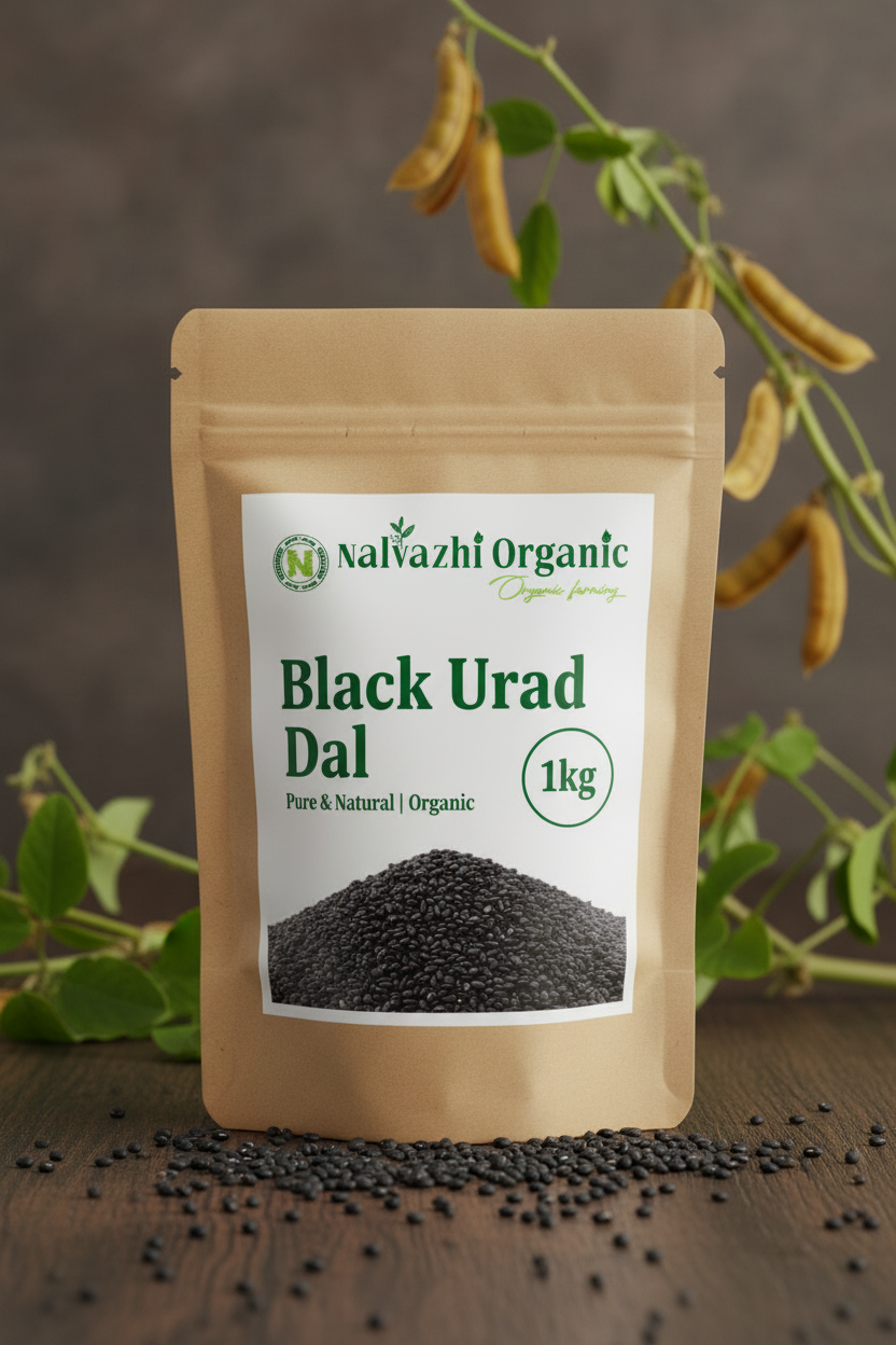 Black Urad Dal 1kg Packet - Nalvazhi Organic
