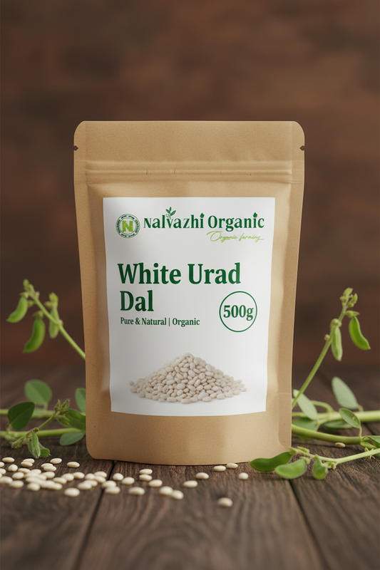 White Urad Dal 500g Packet - Nalvazhi Organic