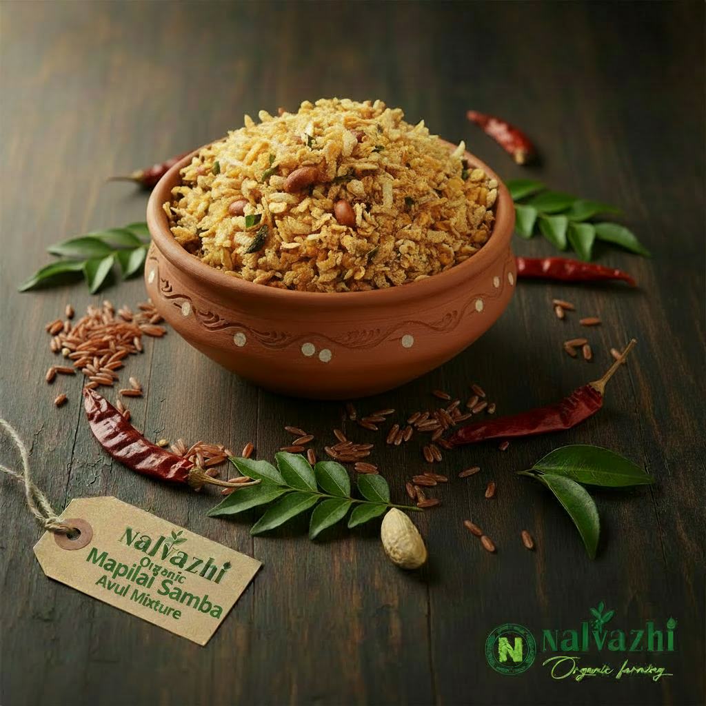 Mapilai Samba Avul Mixture in terracotta clay bowl - Nalvazhi Organic