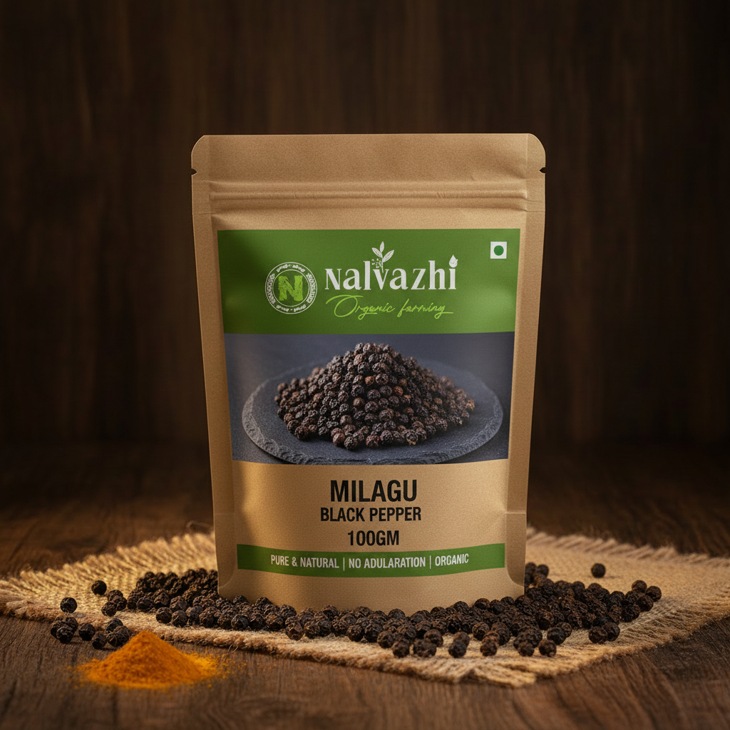 Milagu - Organic Black Pepper 100g Pack by Nalvazhi Organic Farming