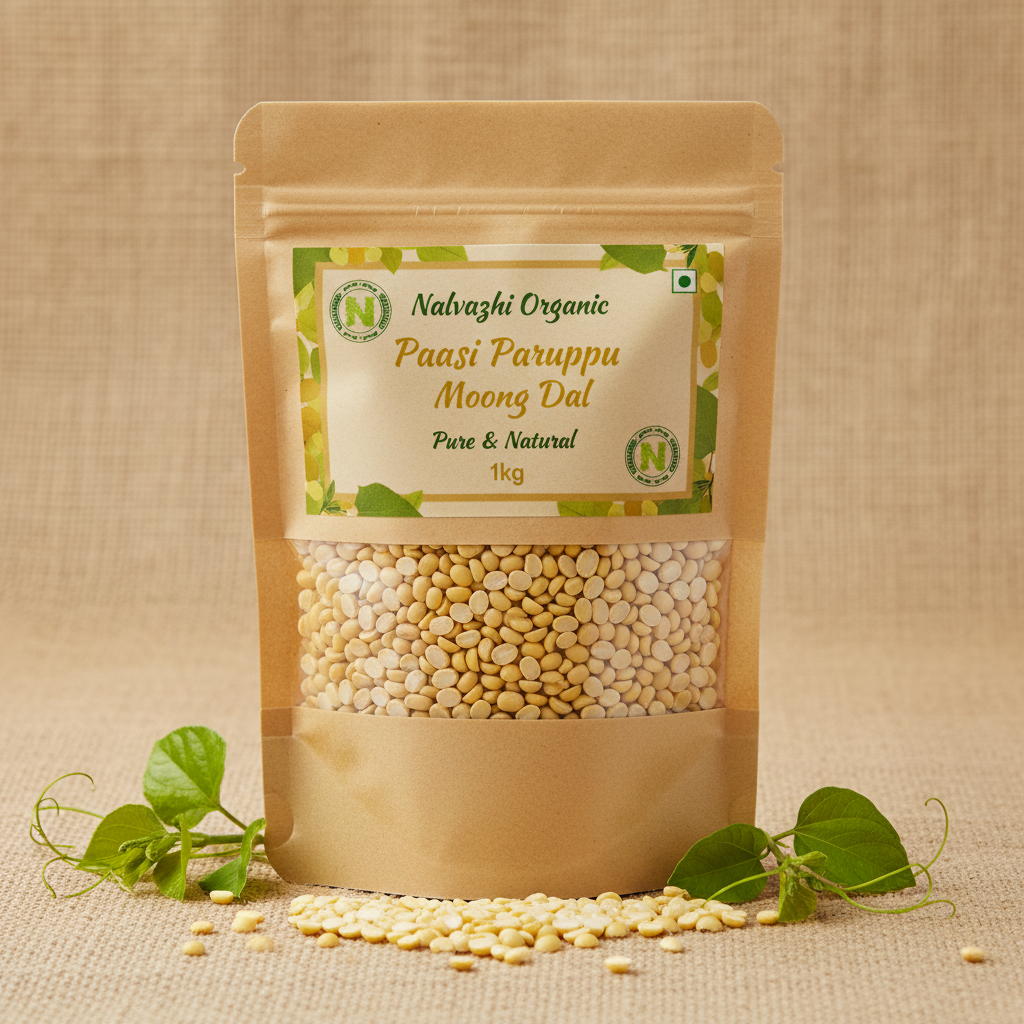 Nalvazhi Organic Moong Dal 1kg packet