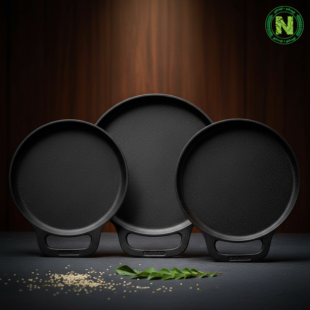 Cast Iron Dosa Plates 10, 11 and 12 Inch - Nalvazhi Organic