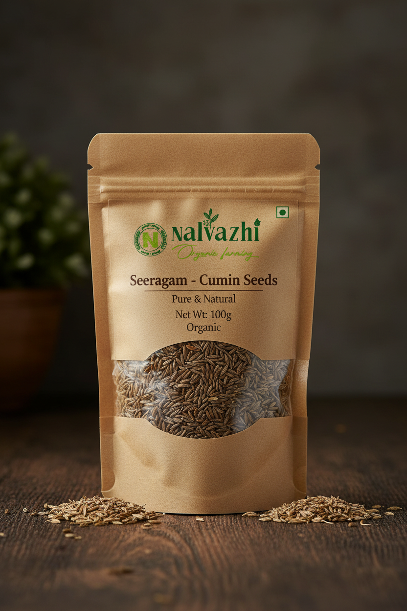 Seeragam Cumin Seeds 100gm Packet by Nalvazhi Organic Farming