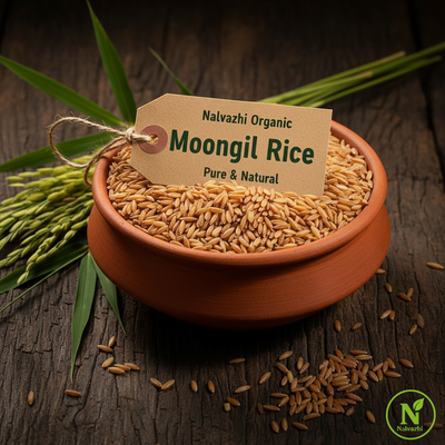 Moongil Bamboo Rice in traditional terracotta bowl