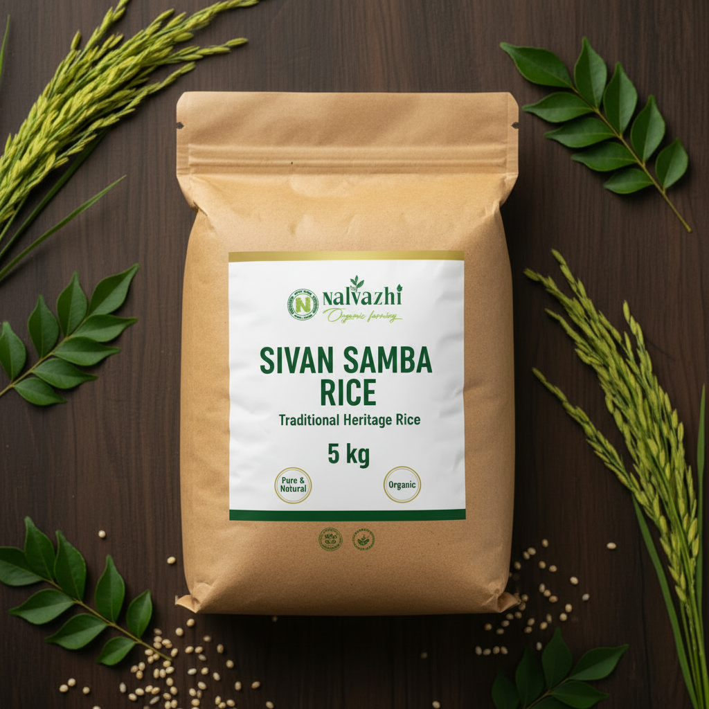 Sivan Samba Rice 5kg kraft paper bag - Nalvazhi Organic