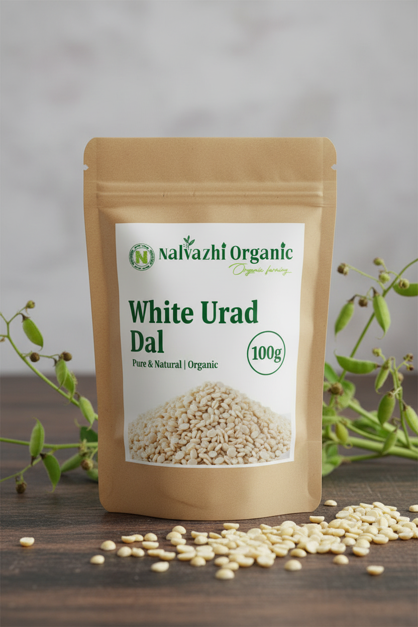 White Urad Dal 100g Packet - Nalvazhi Organic