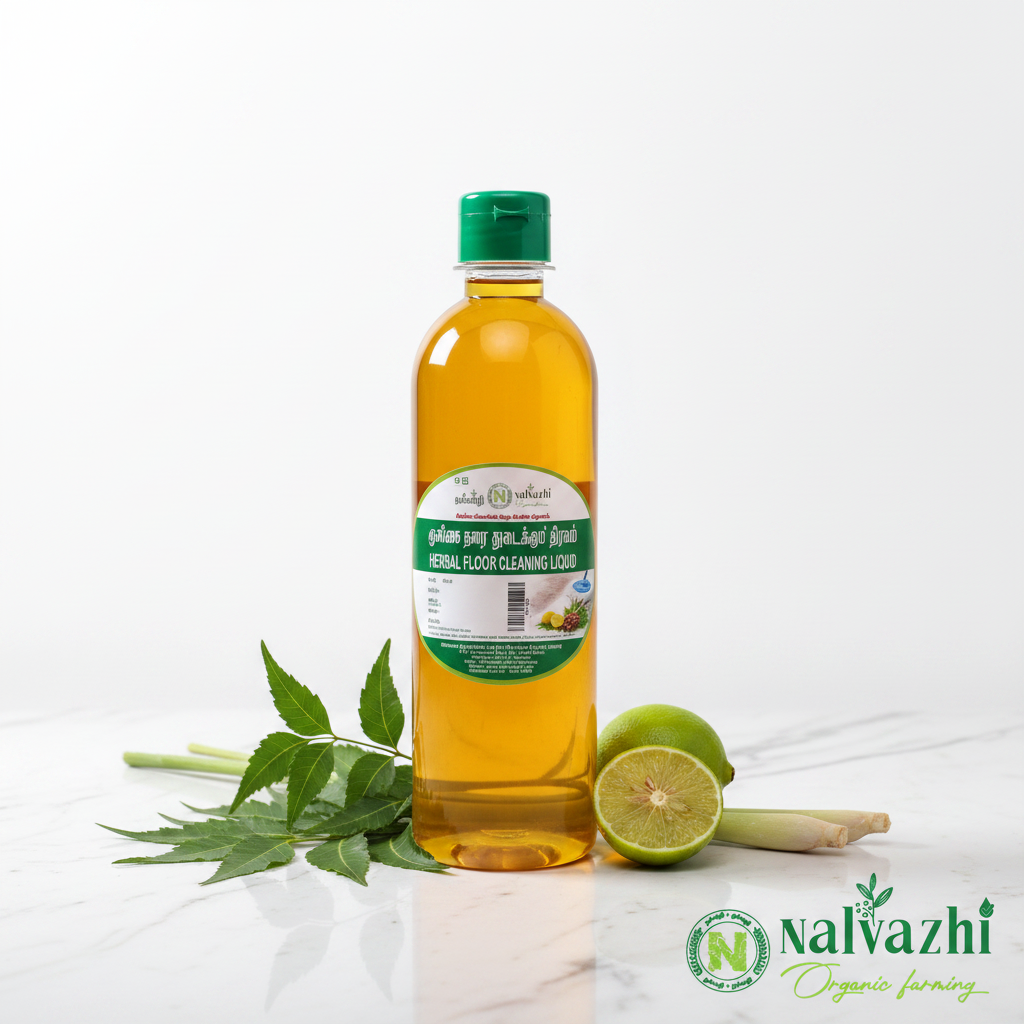 Nalvazhi Herbal Floor Cleaning Liquid 500ml bottle with herbal props