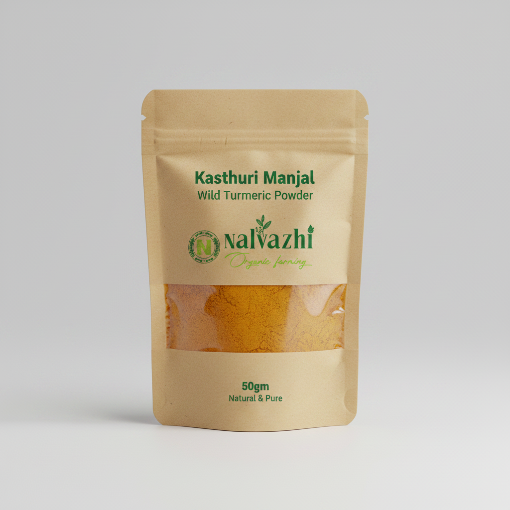 Kasthuri Manjal Wild Turmeric Powder 50gm Pouch - Nalvazhi Organic