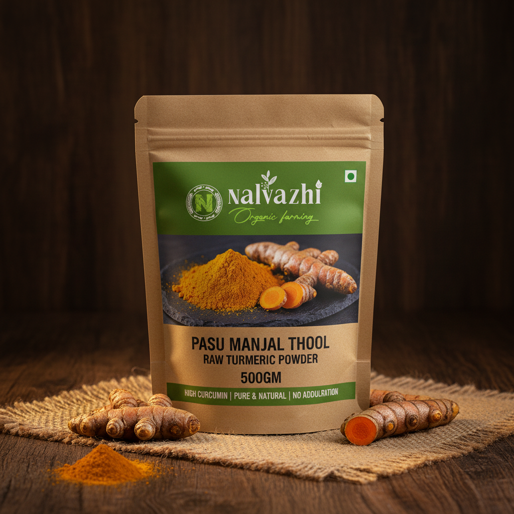 Pasu Manjal Thool 500gm Pack - Nalvazhi Organic