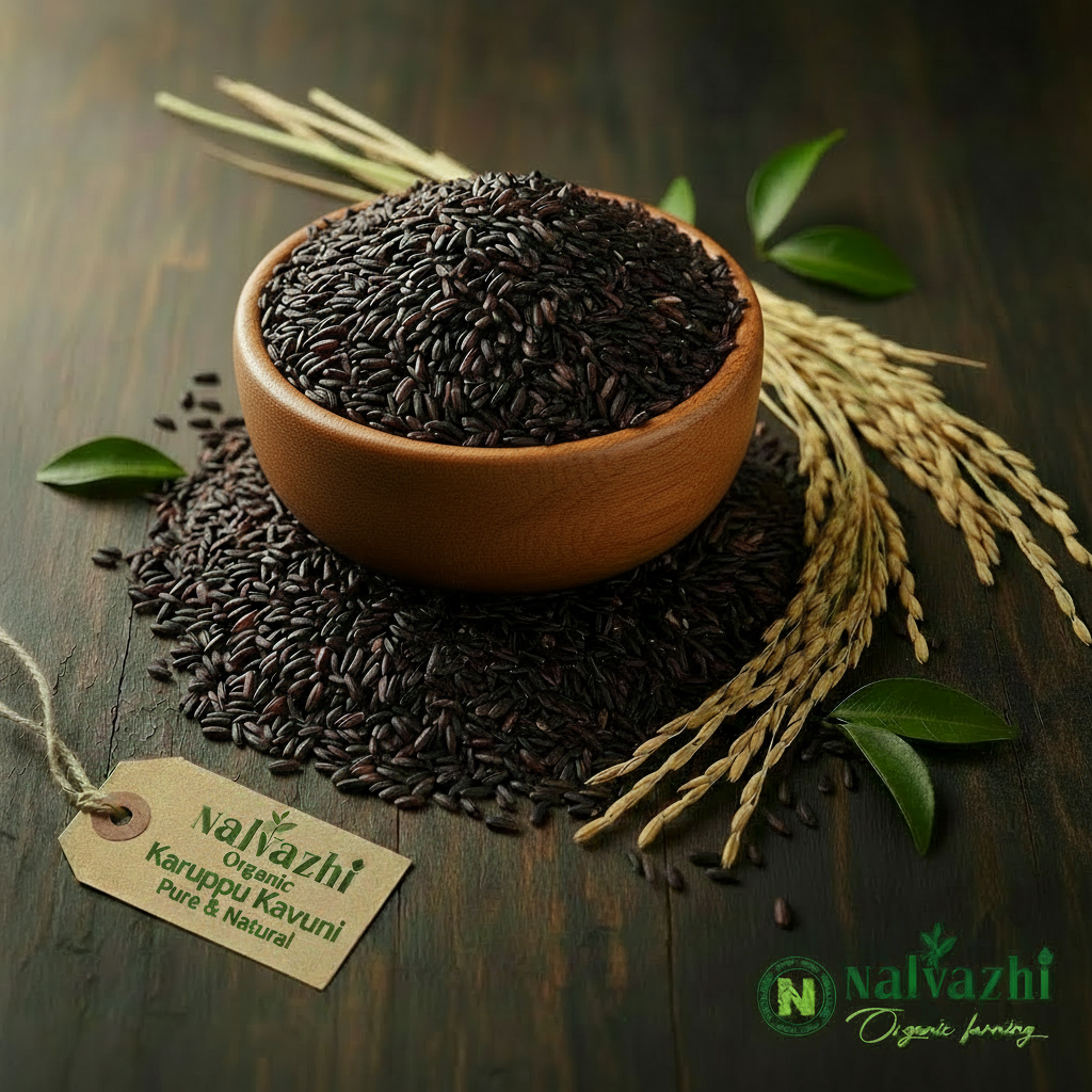Karuppu Kavuni Pulungal in wooden bowl - Nalvazhi Organic