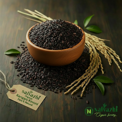 Karuppu Kavuni Pulungal in wooden bowl - Nalvazhi Organic