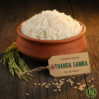 Thanga Samba Rice in traditional terracotta bowl