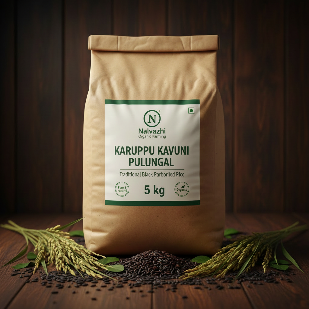 Karuppu Kavuni Pulungal 5kg kraft paper bag - Nalvazhi Organic