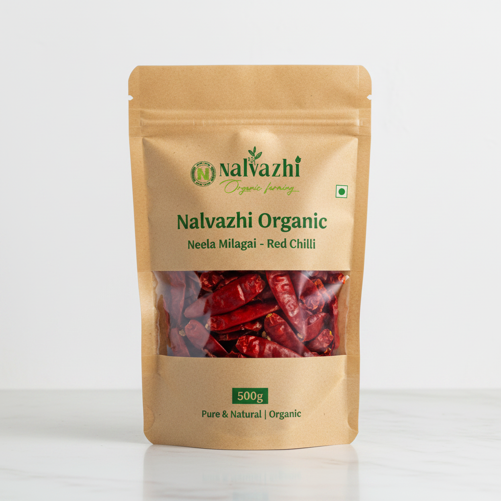 Neela Milagai - Organic Red Chilli 500g Pack by Nalvazhi Organic Farming