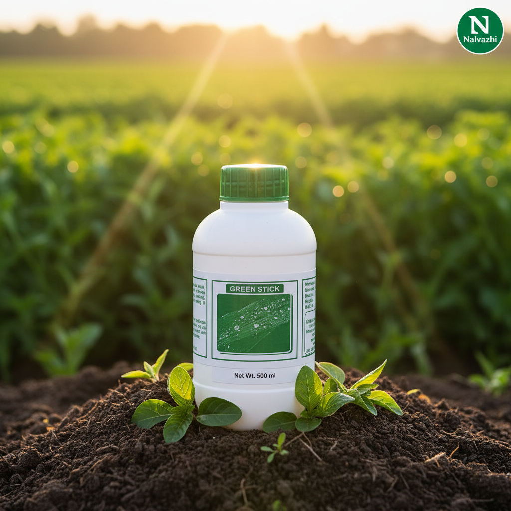 Nalvazhi Green Stick Organic Sticker Spreader 500ml bottle in farm field