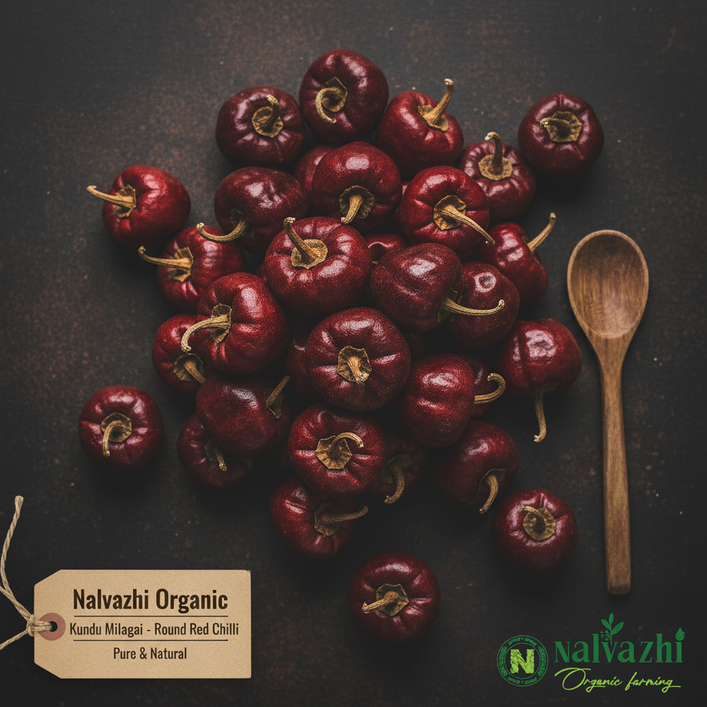 Kundu Milagai - Large Plump Round Red Chilli by Nalvazhi Organic Farming