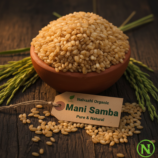 Mani Samba Rice in traditional terracotta bowl