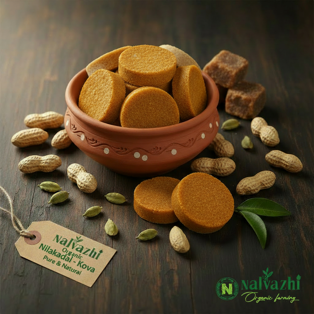 Nalvazhi Organic Nilakadalai Kova - Golden Brown Peanut Sweet