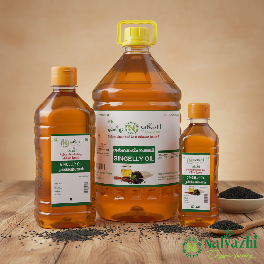 Nalvazhi Gingelly Oil all three sizes 500ml 1L and 5L together