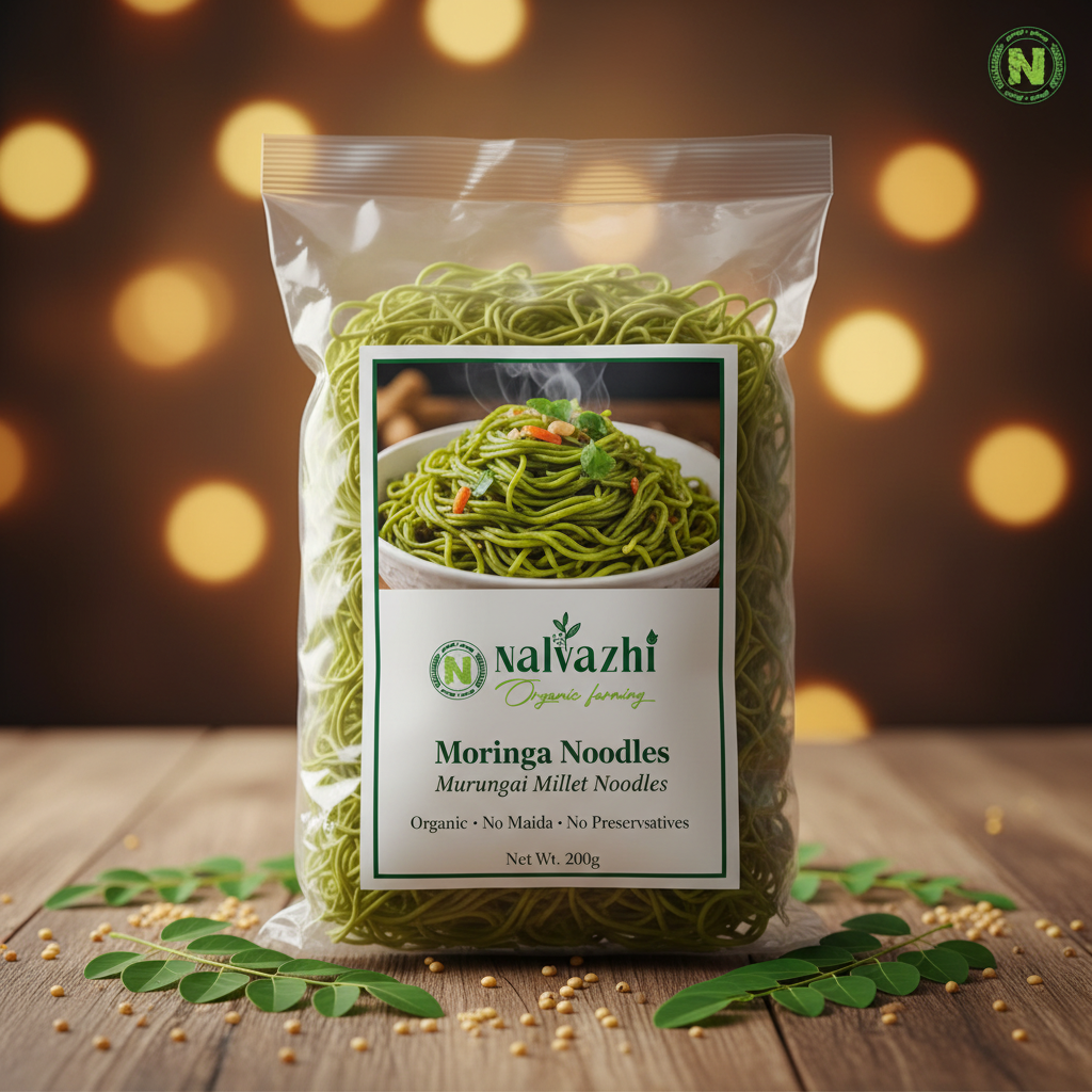 Moringa Noodles in clear packet with Nalvazhi branded sticker