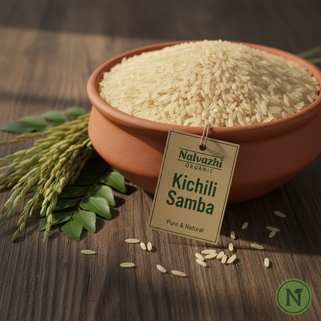 Kichili Samba rice in traditional terracotta bowl