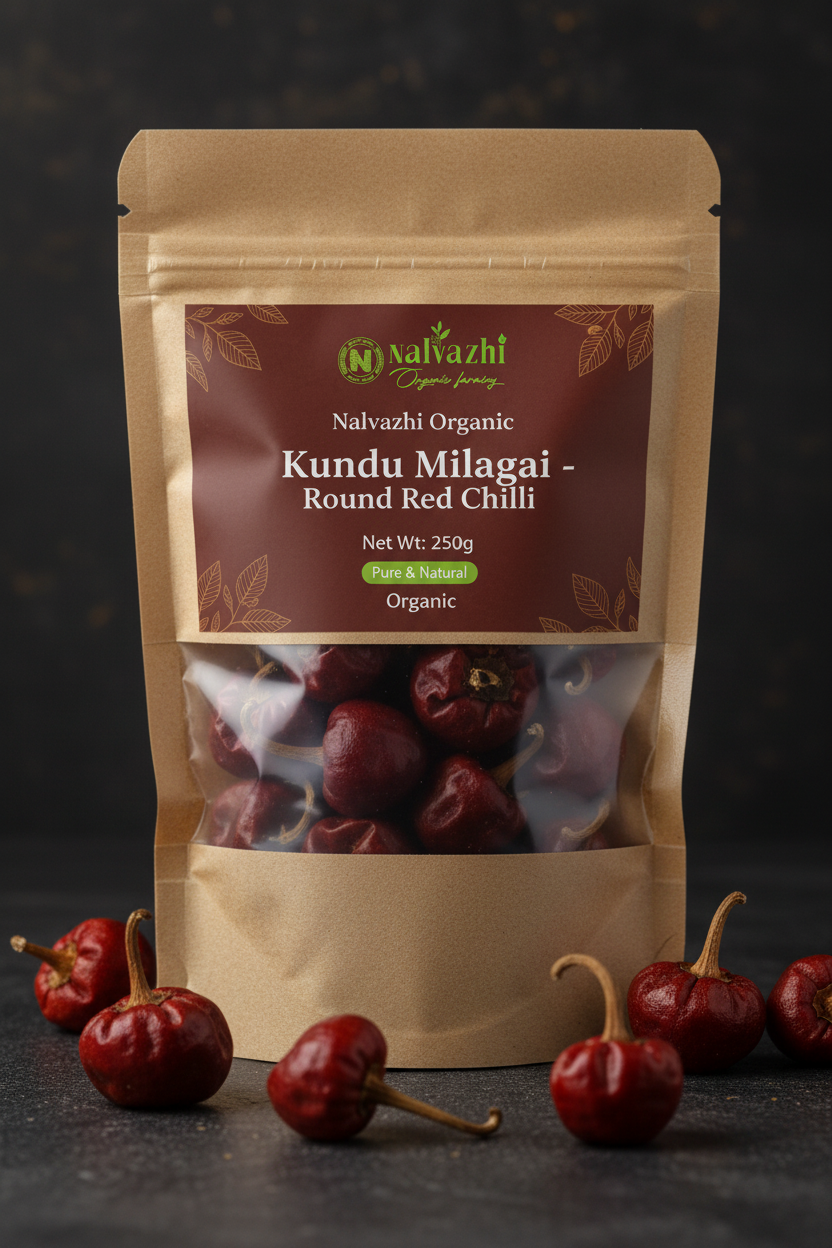 Kundu Milagai 250gm Packet with Chilli Reference