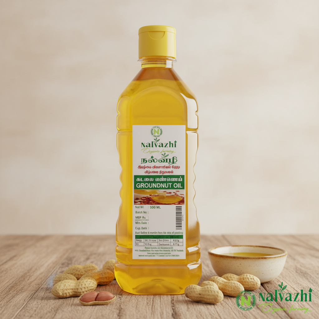 Nalvazhi Groundnut Oil 500ml - Golden Yellow